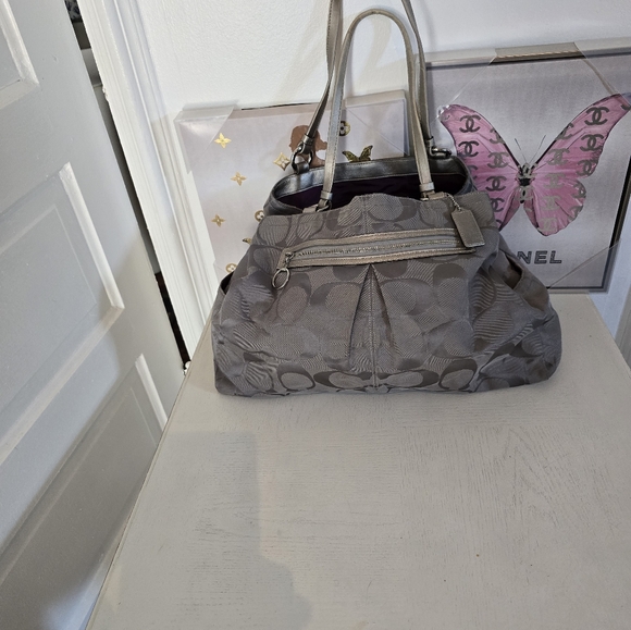 Coach Metallic Gray Shoulder Bag - Picture 5 of 10